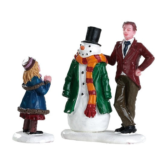 Dad's Snowman Set Of2 Lemax decorazioni natalizie per villaggi con pupazzo di neve e personaggi - DeMatteis.it