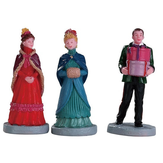 New Holiday Hats Set Of3 Lemax figurine natalizie decorative set di 3 personaggi per villaggio di Natale - DeMatteis.it