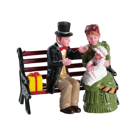 Baby's First Christmas Lemax decorazione natalizia famiglia su panchina per villaggi natalizi - DeMatteis.it