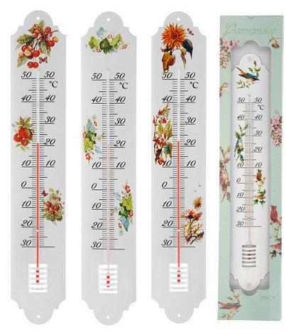 Termometro Metallo 50 Cm Fiori 1 Pz
