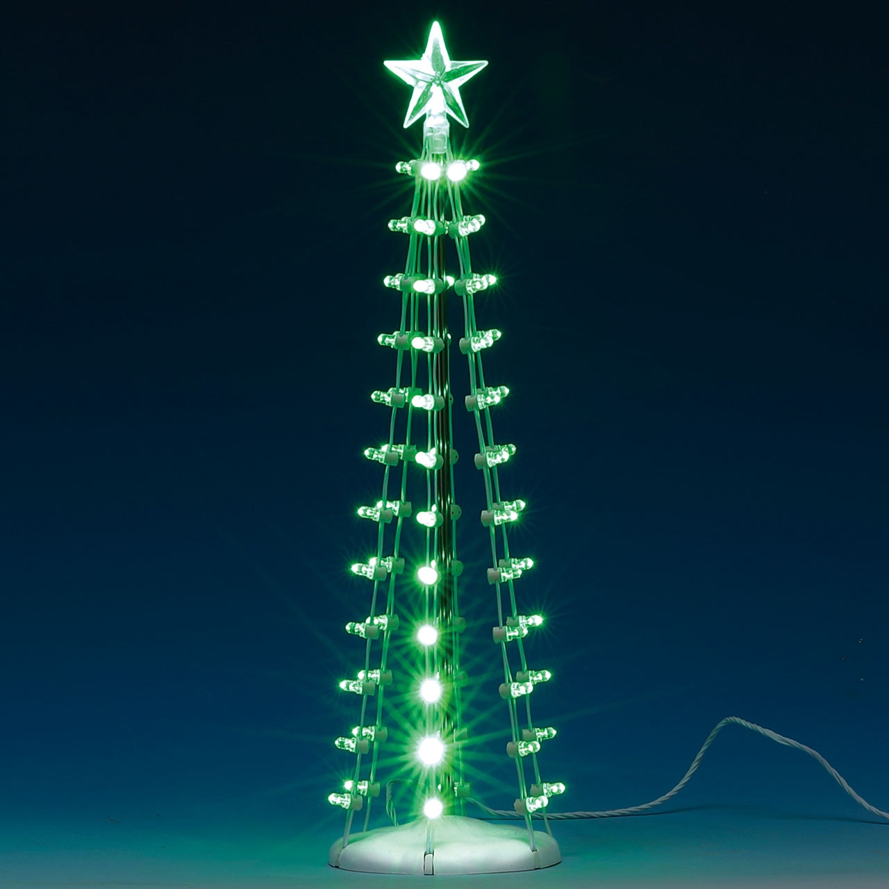 Lighted Silhouette Tree Green Lemax albero decorativo luminoso LED per villaggi natalizi con stella - DeMatteis.it