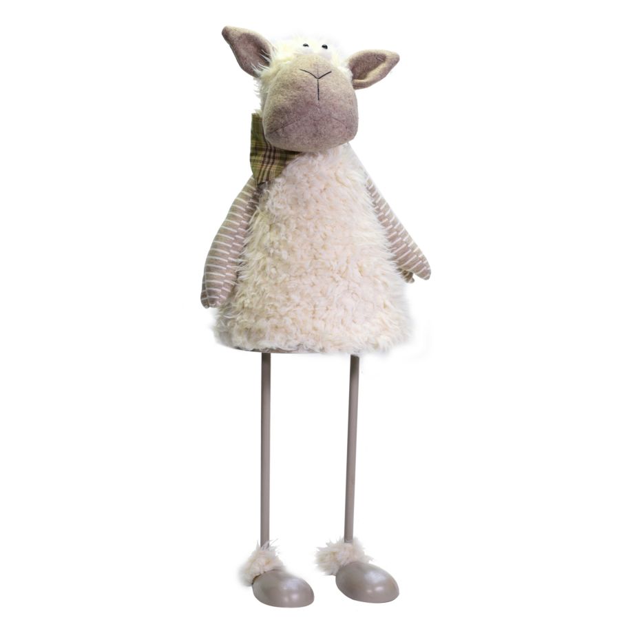 Pecora Tessuto Bianco Con Molla