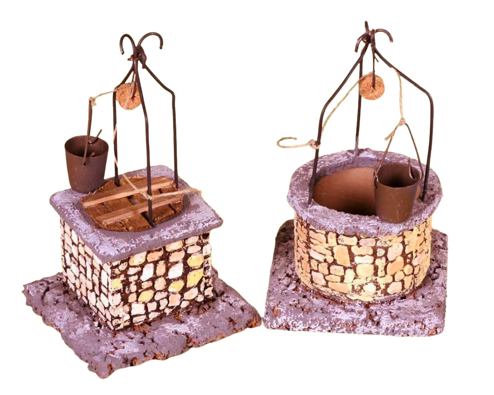 Pozzo Presepe 9x9x15 cm per allestimento natalizio con carrucola e secchio in miniatura - DeMatteis.it