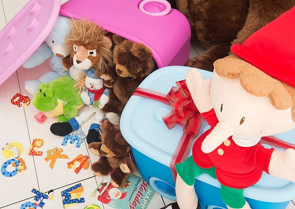 CONTENITORE GIOCHI FUNNY BOX AZZURRO