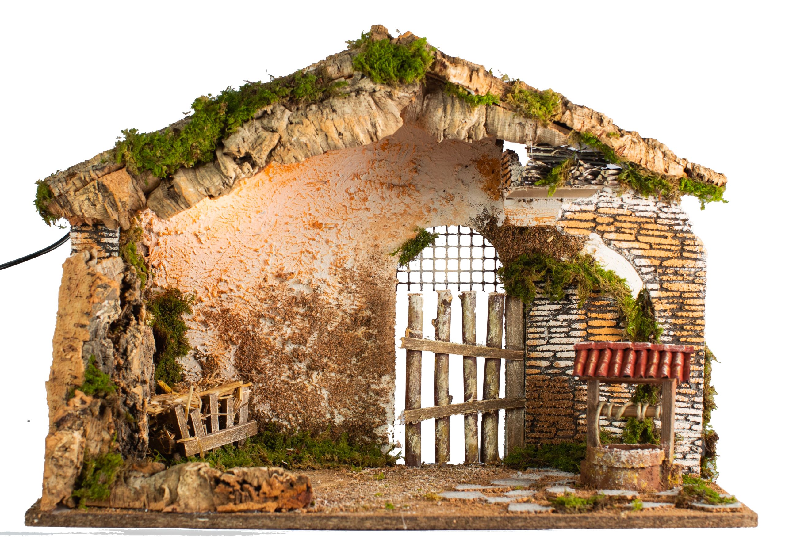 Capanna Presepe 50X26X36 cm con Luci per scenografia natalizia con illuminazione integrata - DeMatteis.it