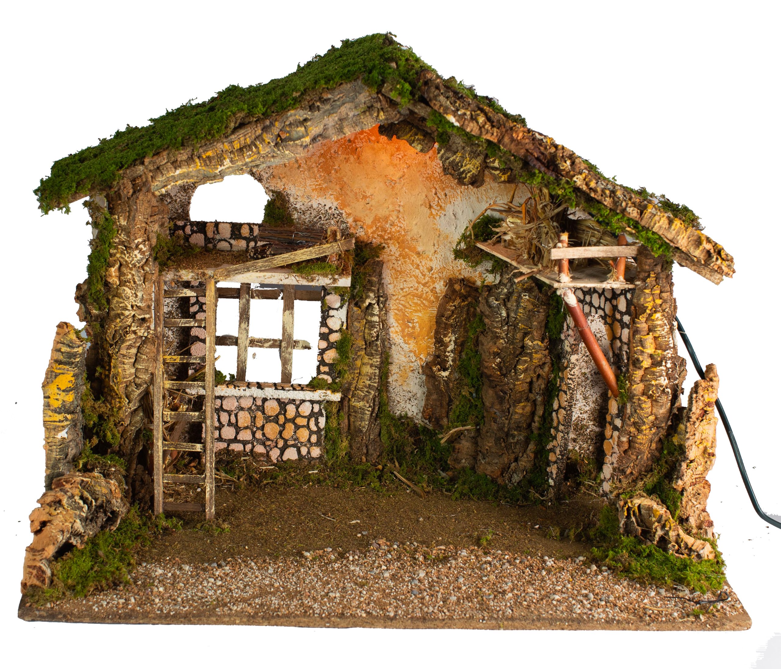 Capanna Presepe Con Luce 60x34x44 cm per presepe natalizio con illuminazione elettrica - DeMatteis.it