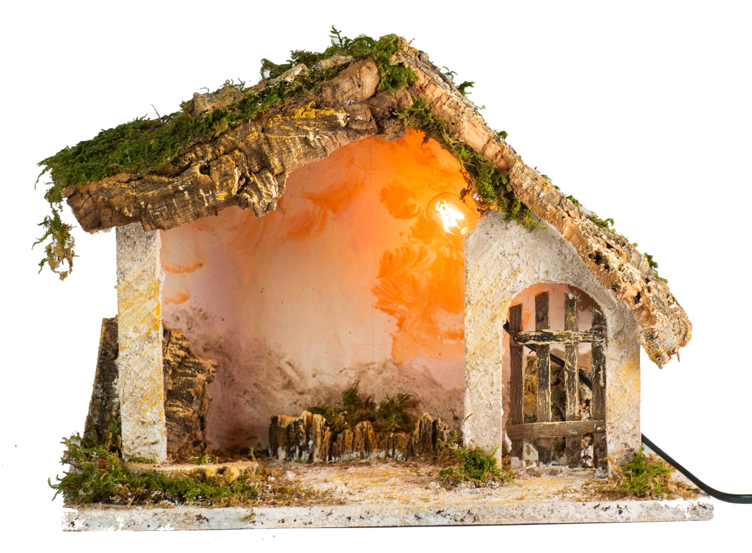 Capanna Presepe 33X18X24 cm con illuminazione interna e portone per presepi natalizi - DeMatteis.it