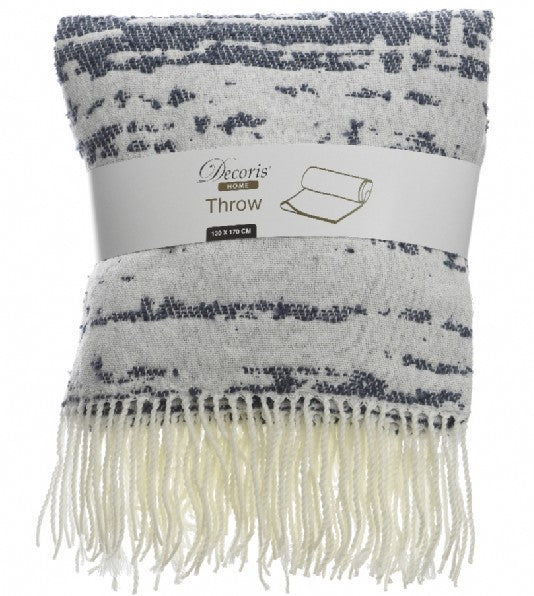 Plaid Bianco Blu 170X130 Cm Acrilico