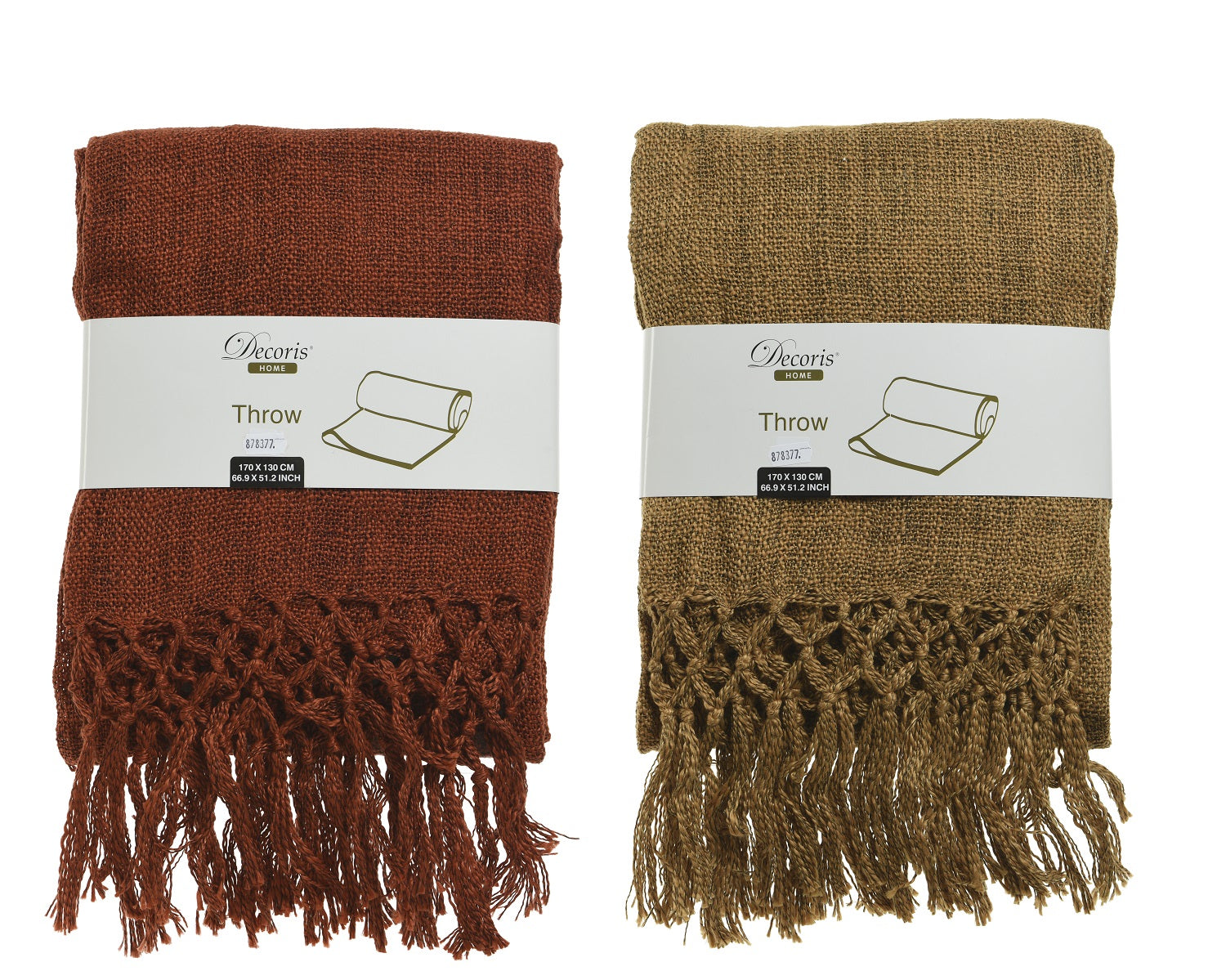 Plaid Sabbia Con Frange 170X130 Cm