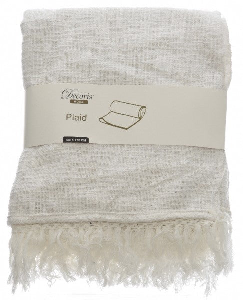 Plaid Con Frangia Bianco 170X130 Cm