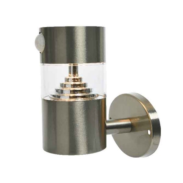 Kaemingk, Faretto solare da parete con sensore di movimento in acciaio inox 12x11x16 cm, batteria ricaricabile e luce bianco caldo per esterni - DeMatteis.it