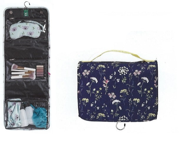 Borsa Da Viaggio Portatrucchi Blu Con Fiori