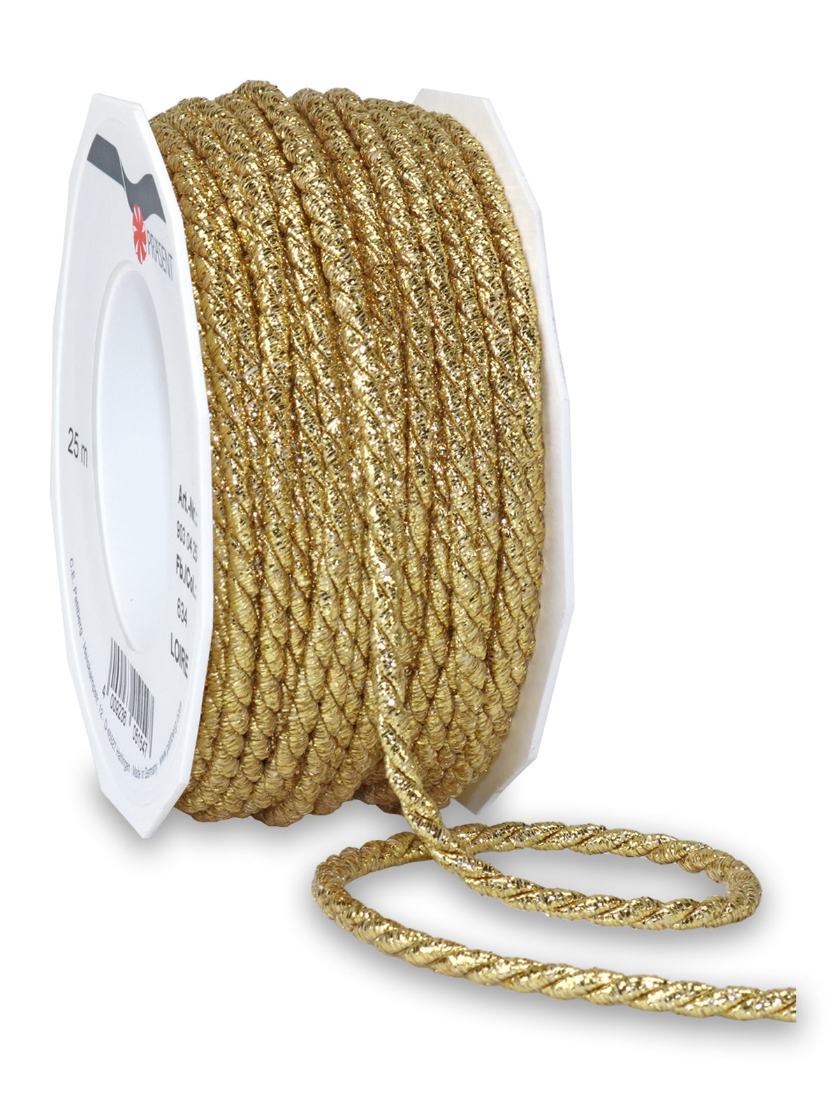 Nastro Loire Gold 25 m 4 mm cordoncino decorativo intrecciato per decorazioni e confezionamento - DeMatteis.it