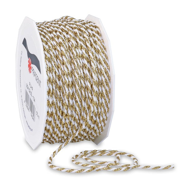 Nastro Ruhr White Gold cordoncino decorativo da 2 mm per 50 ml su bobina per creazioni artigianali - DeMatteis.it