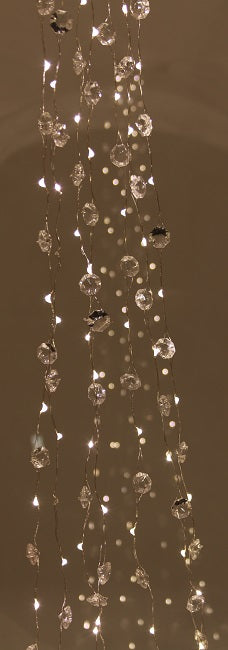 Cascata 180 Led Con Decori illuminazione natalizia 180 luci con fili pendenti 2 m e cavo alimentazione 5 m - DeMatteis.it