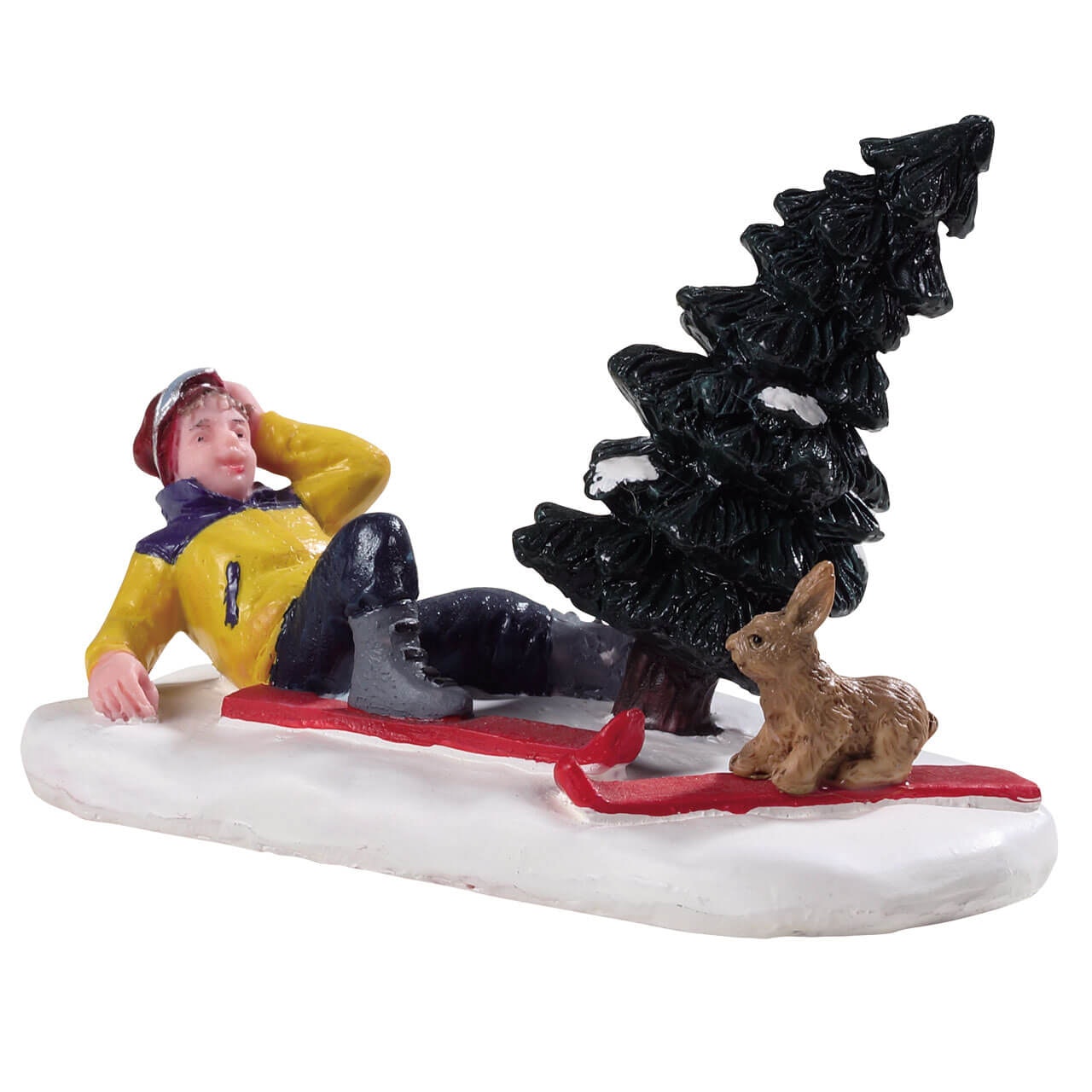 Ski Bunny Lemax miniatura decorativa per villaggi natalizi con sciatore e coniglio - DeMatteis.it