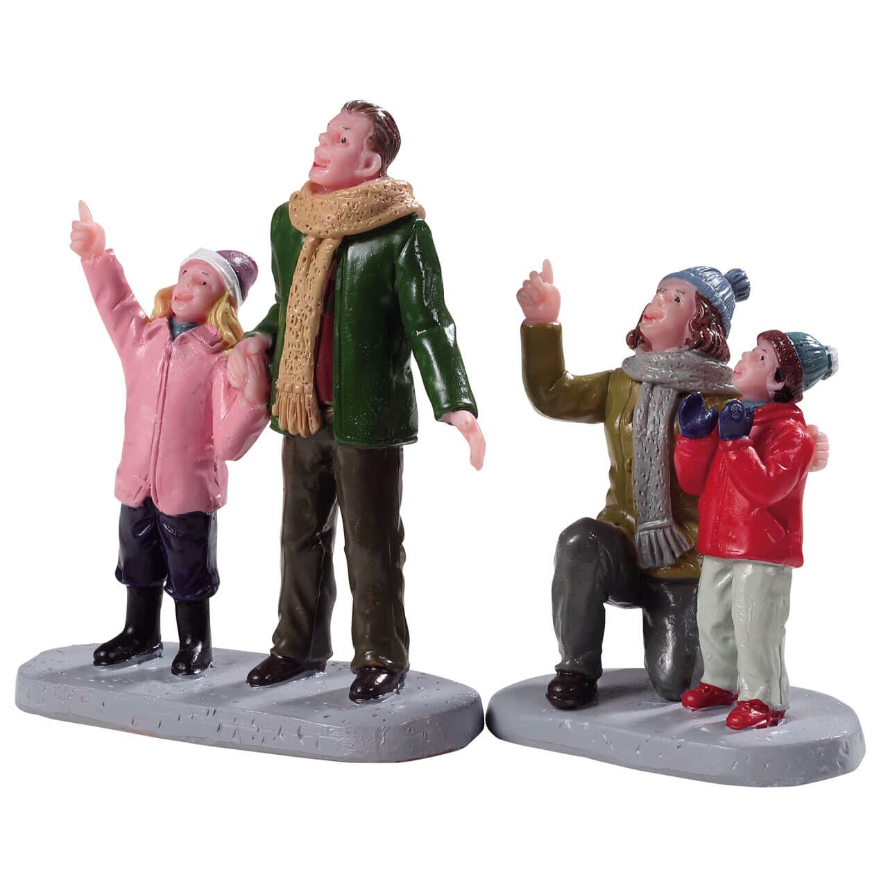 People Admiring Fireworks Set Of2 Lemax figurine decorative per villaggi natalizi con personaggi in miniatura - DeMatteis.it