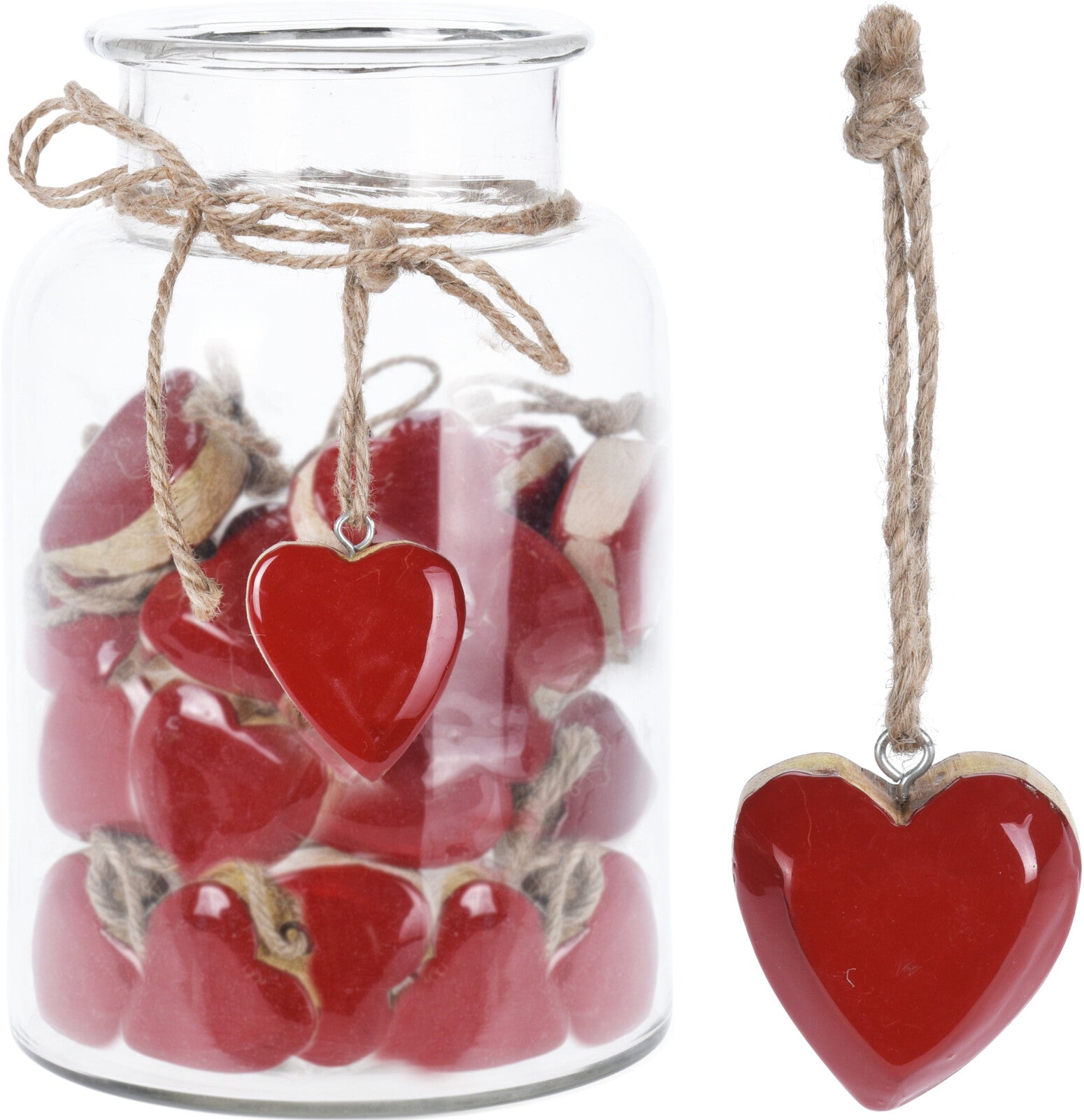 Cuore Di Legno Rosso Pendente 6 Cm