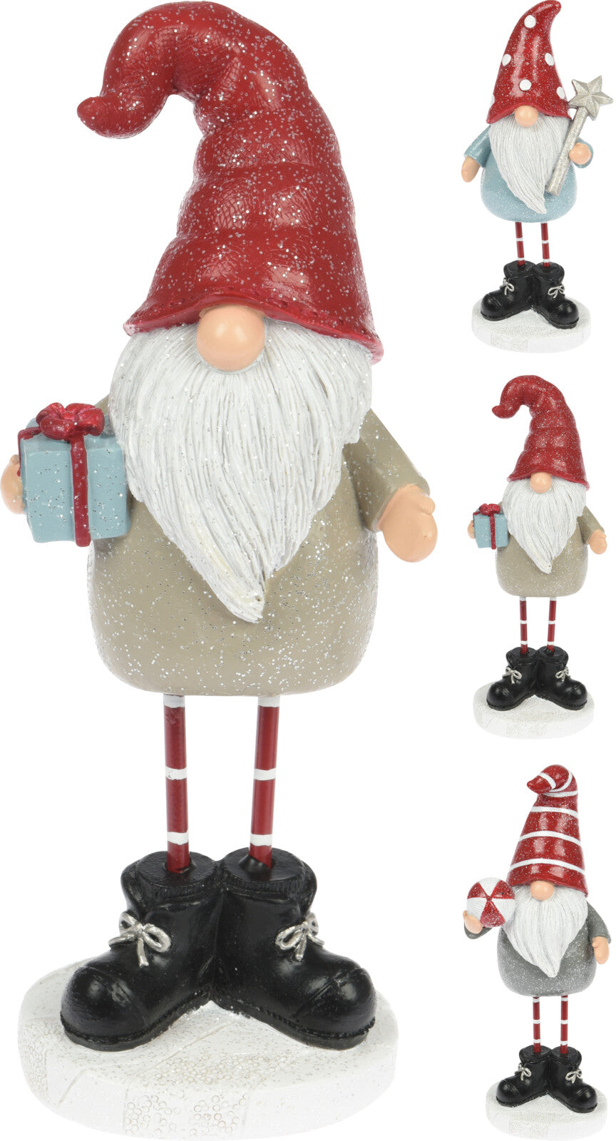 Gnomo decorativo in resina 7x21 cm figura natalizia ornamentale disponibile in 3 varianti - DeMatteis.it