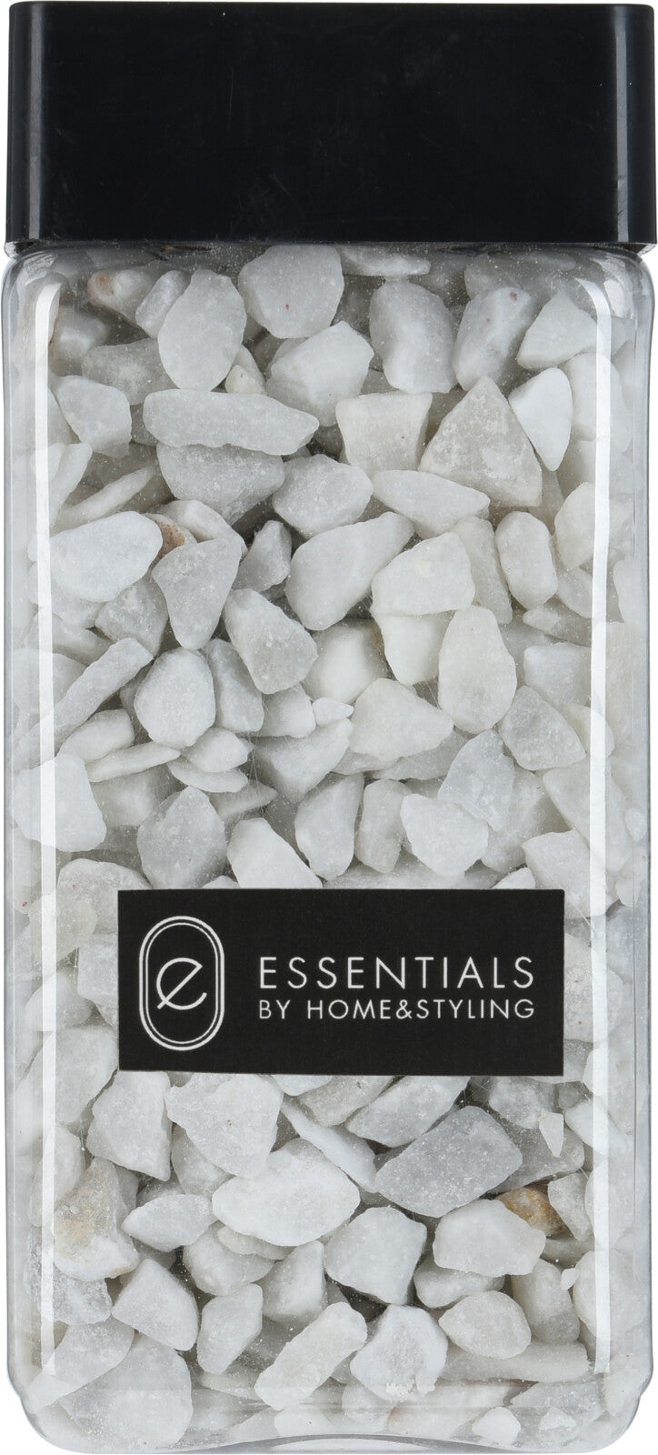 Pietre decorative bianche Essentials granulato per decorazione e arredamento in contenitore trasparente - DeMatteis.it