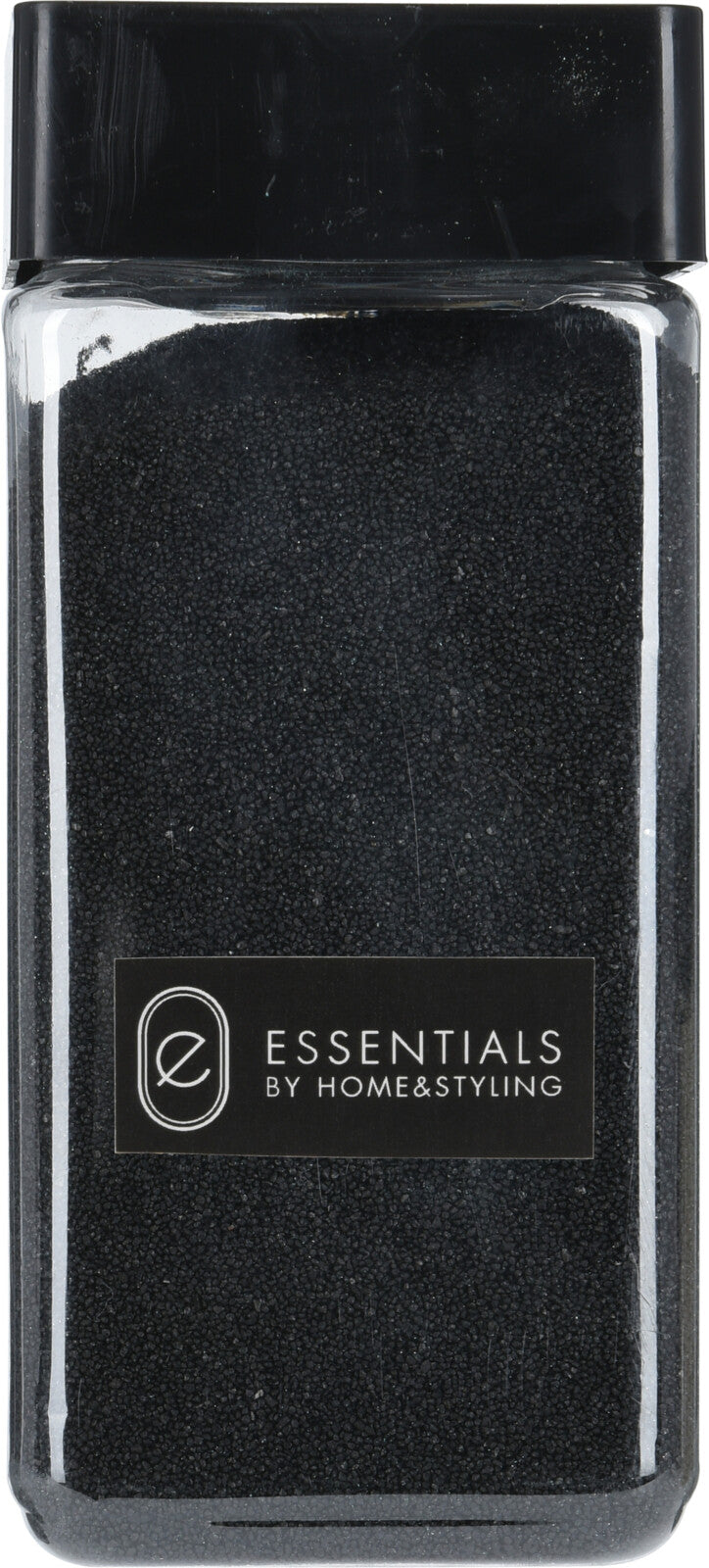 Sabbia Decorativa Nera Essentials per decorazione e styling in contenitore trasparente - DeMatteis.it