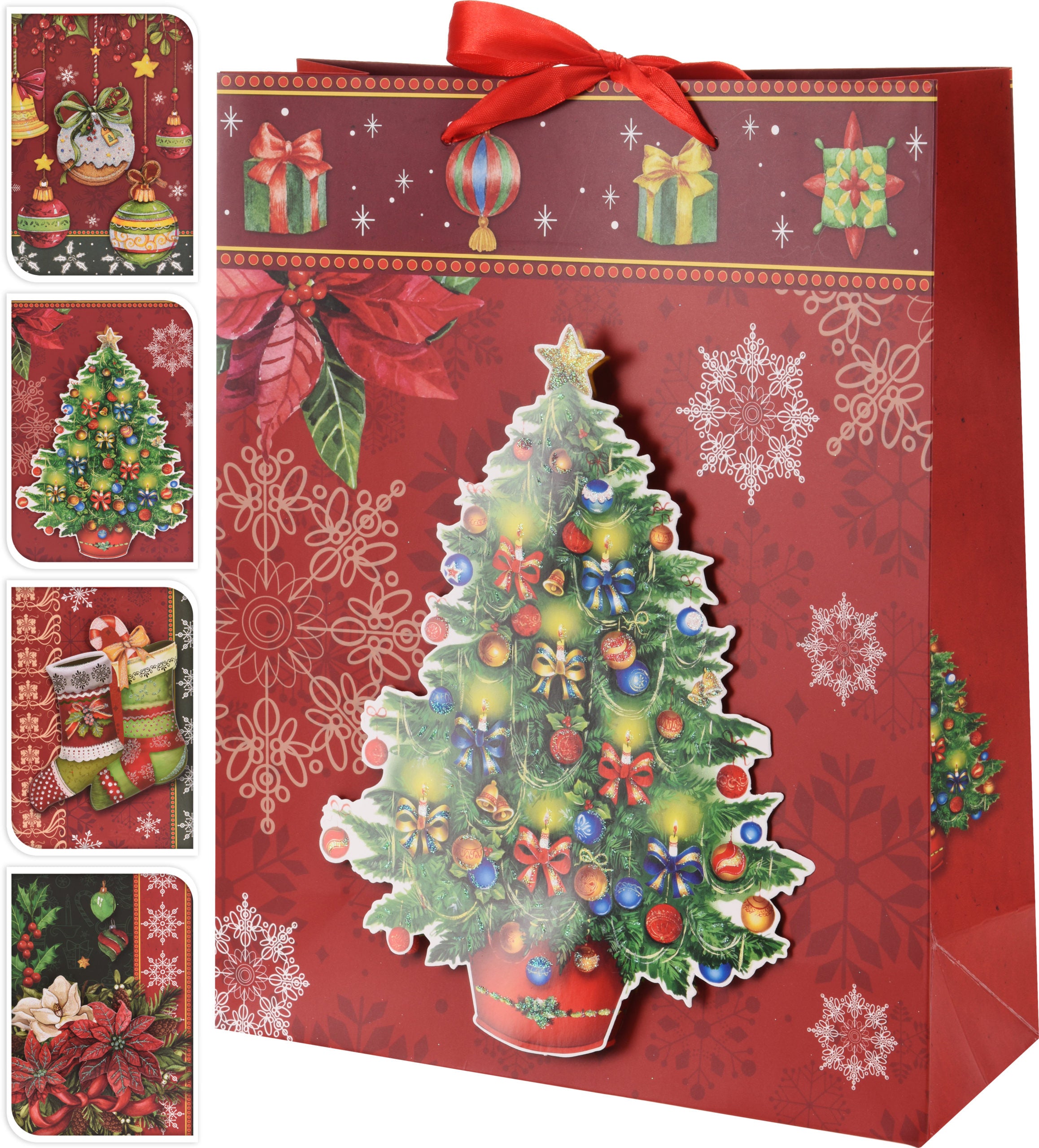 Busta regalo natalizia 32 x 26 x 10 cm per confezionamento doni natalizi - DeMatteis.it