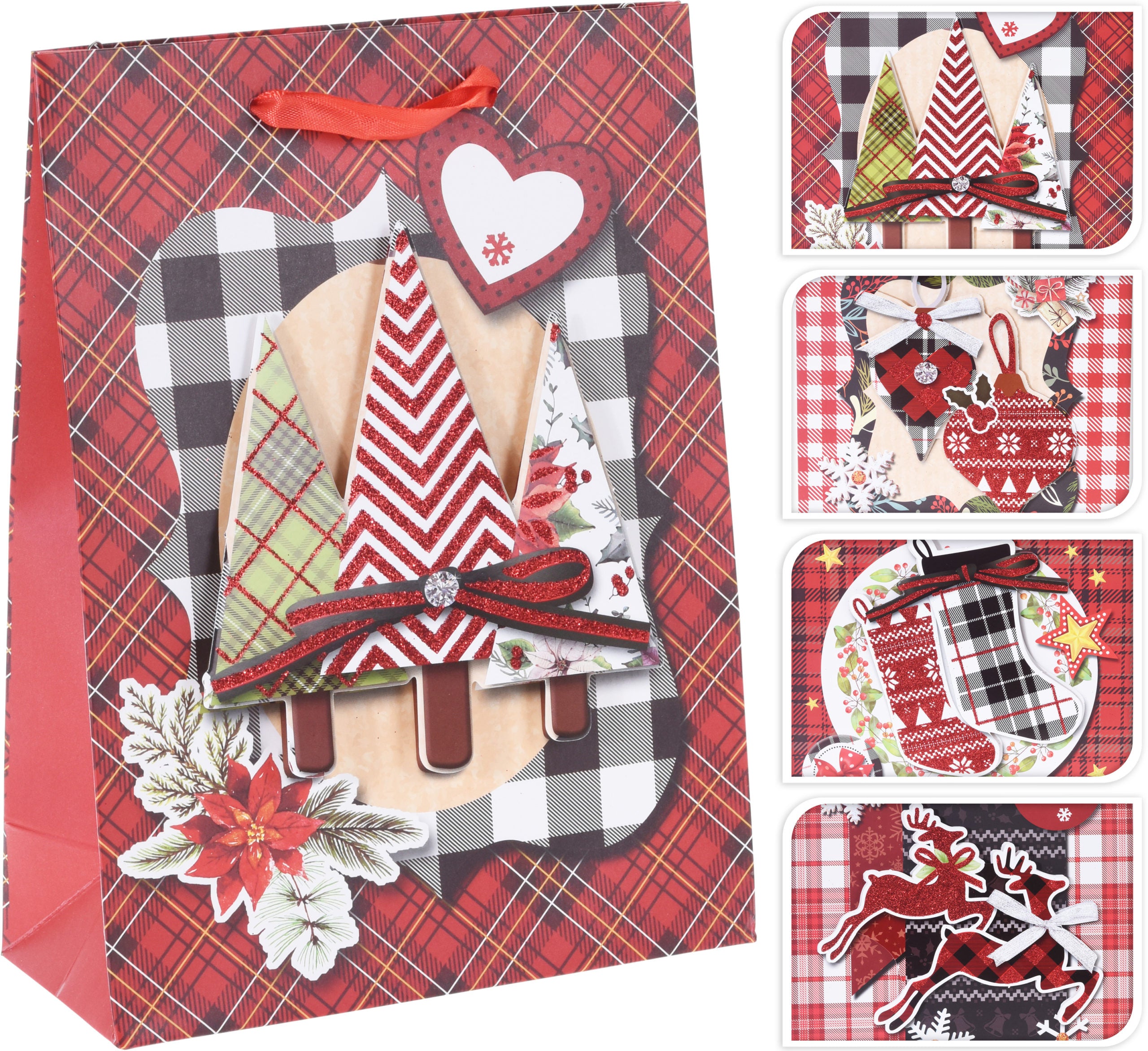 Busta Regalo 3D 18 x 8 x 24 cm per confezionamento regali natalizi con manici - DeMatteis.it