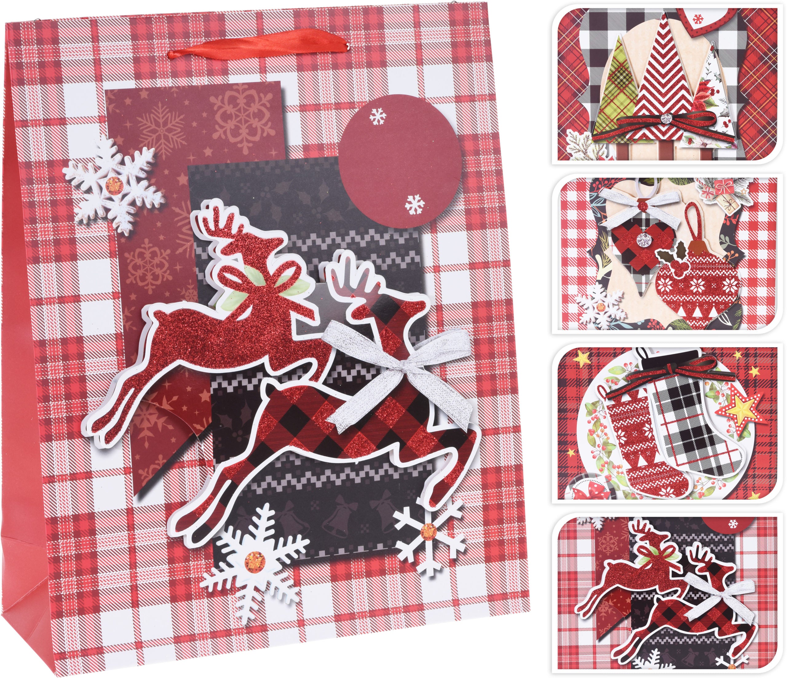 Busta Regalo Natale 32 x 26 cm per confezionamento regali natalizi con decorazioni festive - DeMatteis.it