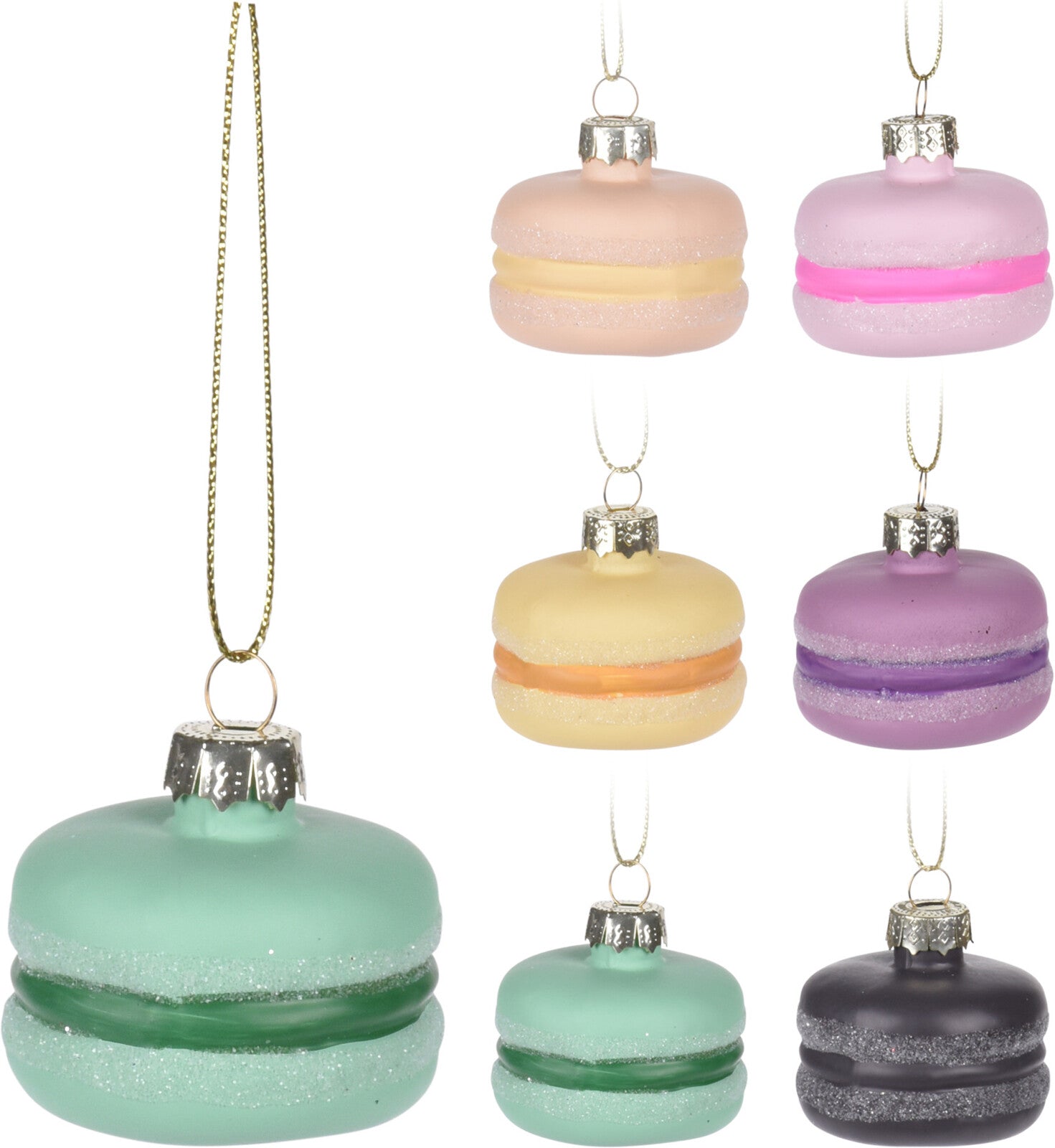 Set 6 Pendenti Macarons in vetro diametro 4 cm per decorazioni natalizie - DeMatteis.it