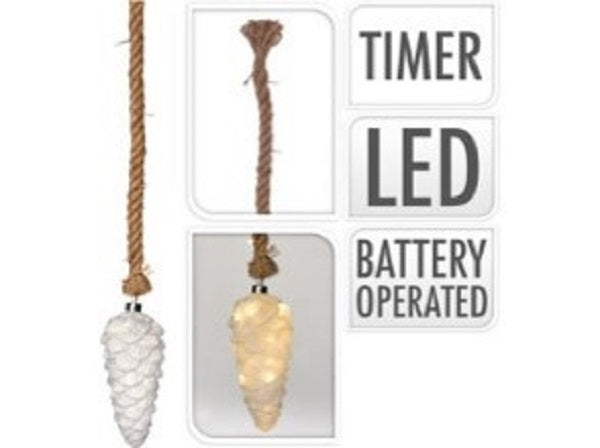Pigna Led con corda decorazione natalizia luminosa a batteria con timer per interno - DeMatteis.it