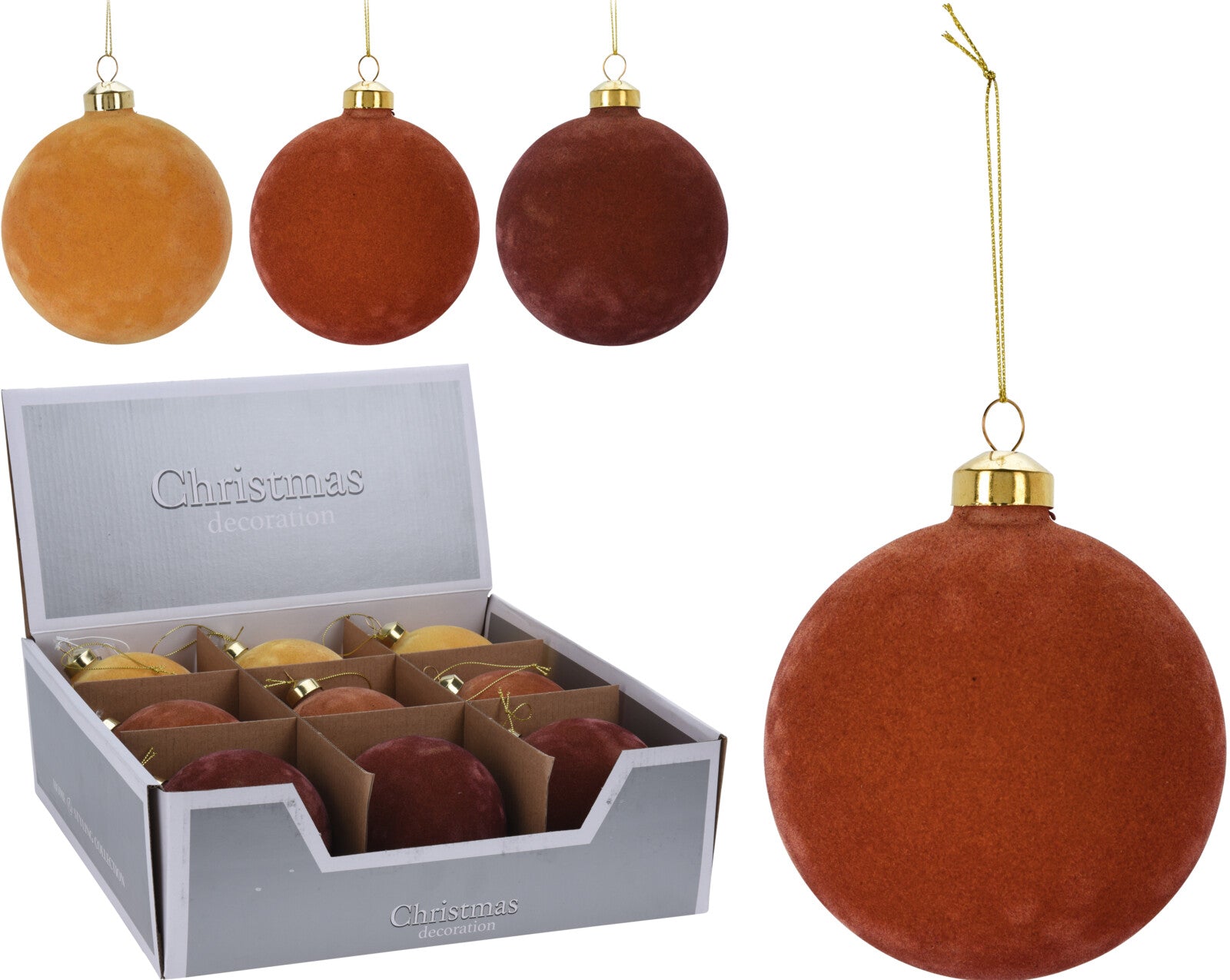 Palla di Natale diametro 10 cm in velluto per decorazione albero con gancio dorato - DeMatteis.it