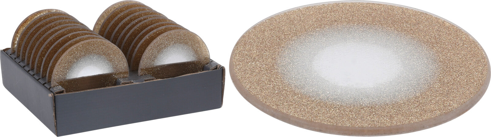 Piatto Vetro 10 Cm Oro Glitter