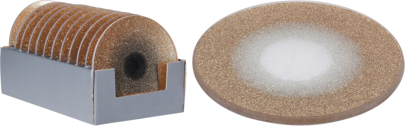 Piatto Vetro 15 Cm Oro Glitter