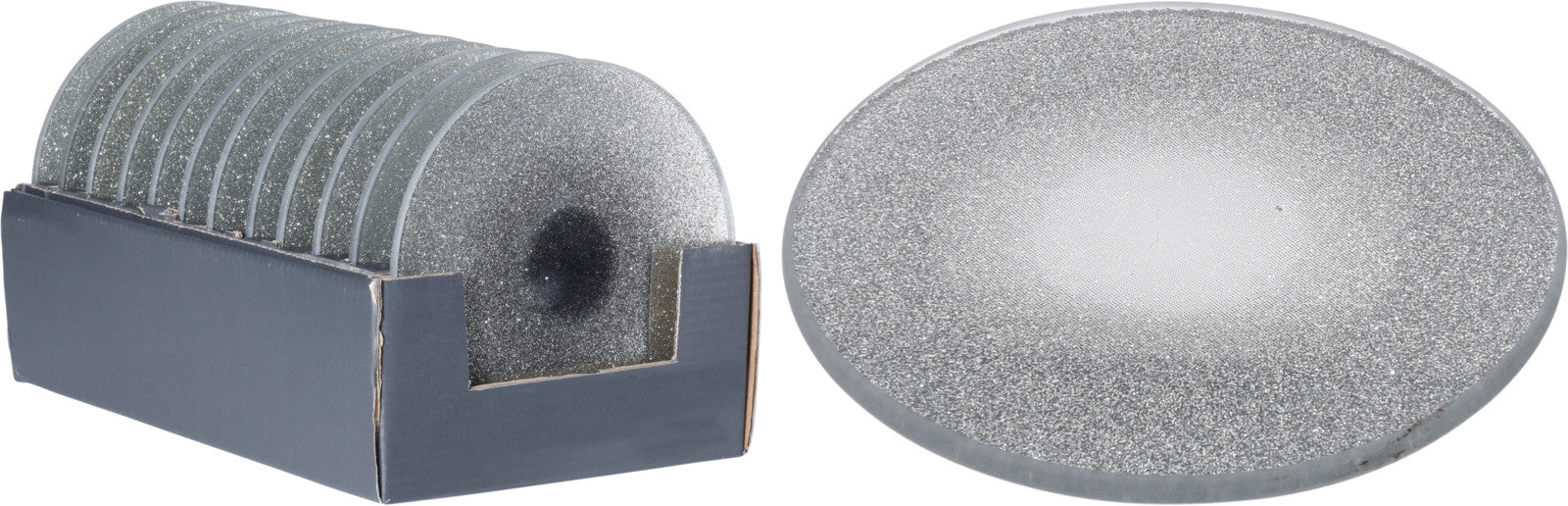 Piatto Vetro 15 Cm Argento Glitter