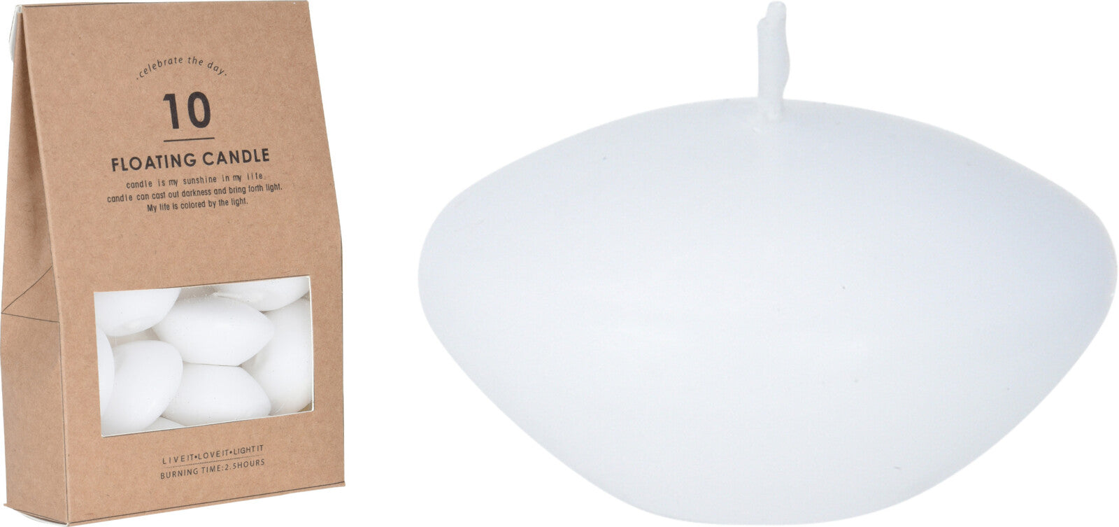 Set 10 Candele Galleggianti Bianche