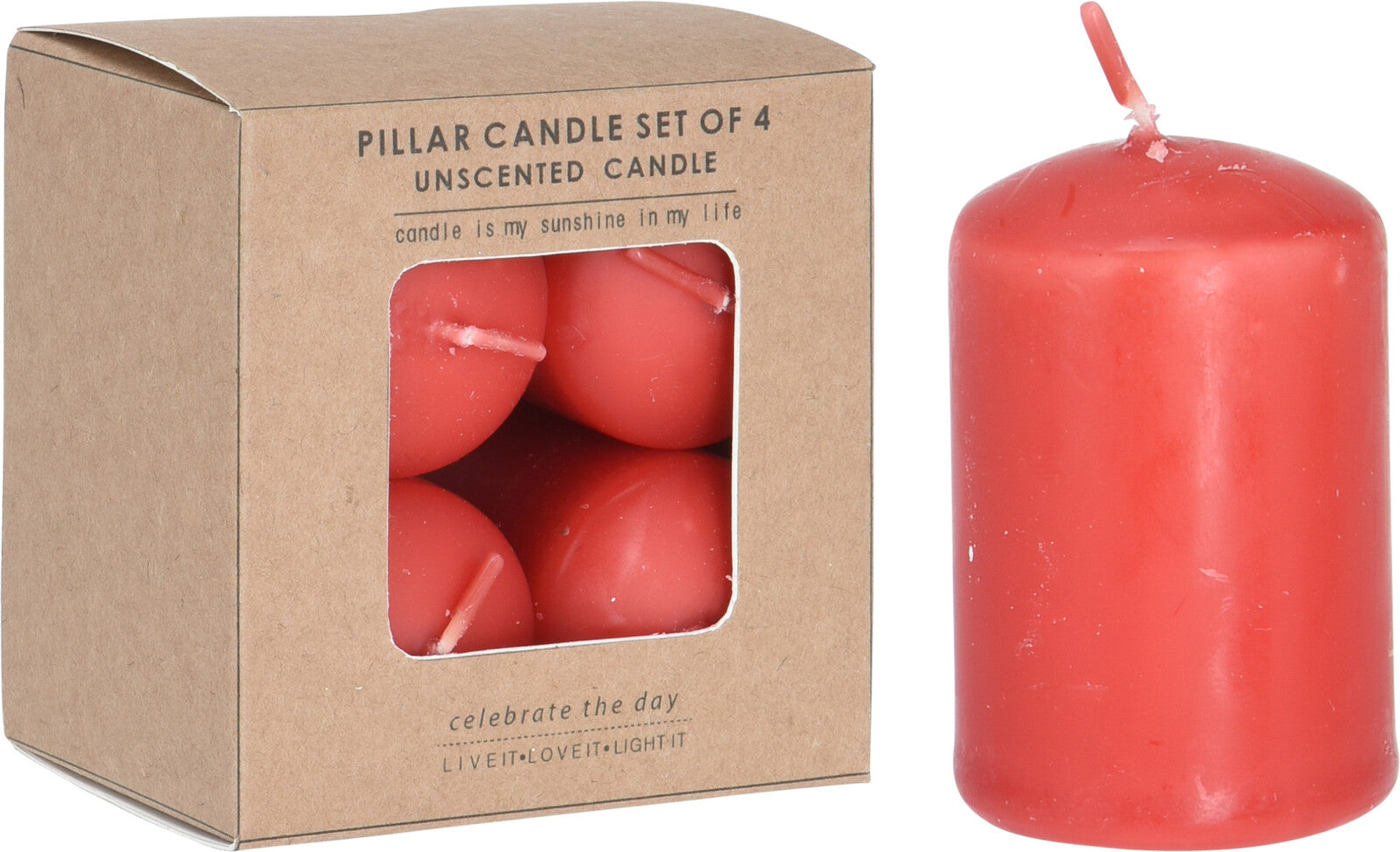 Set 4 Candele Rosso 4X6 Cm