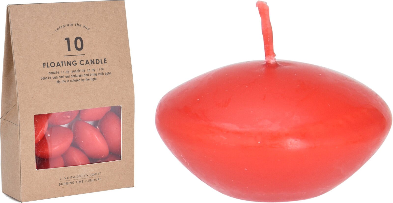 Set 10 Candele Galleggianti Rosso