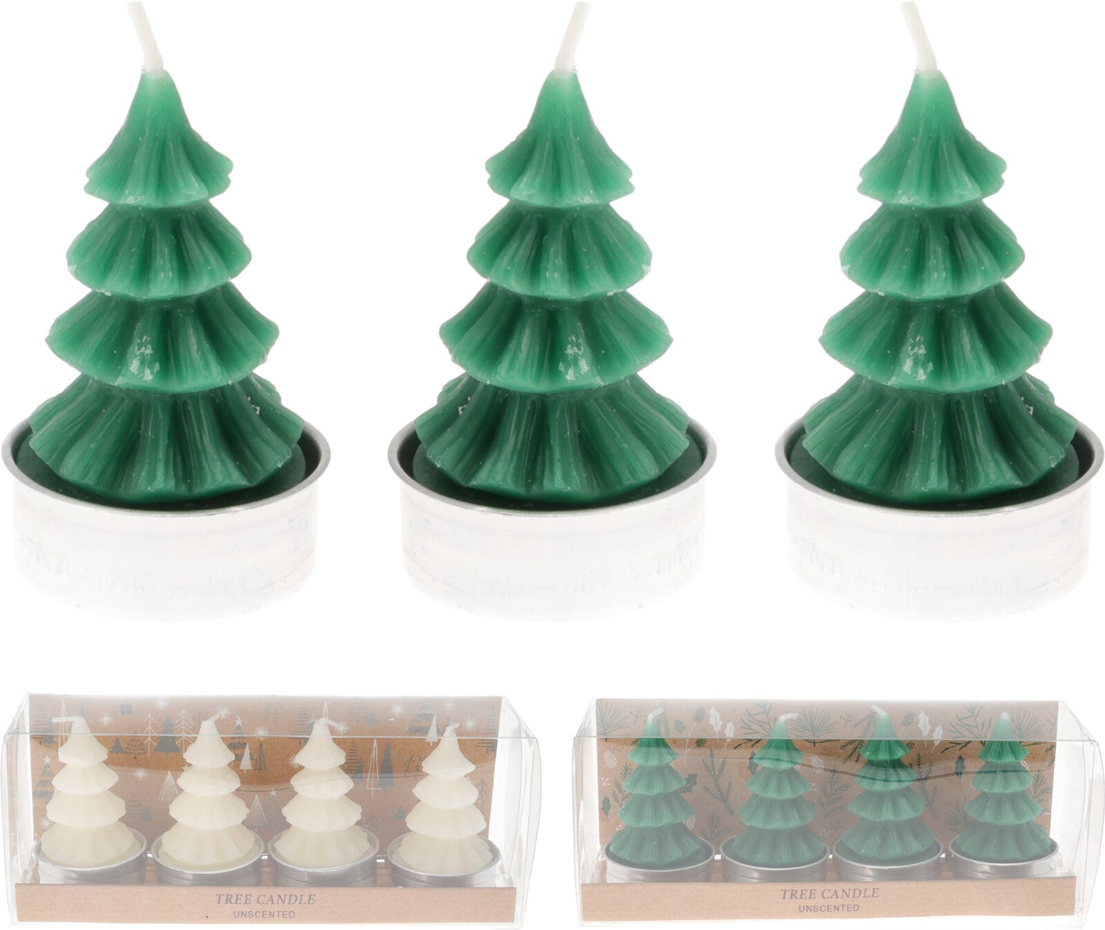 Set 4 Tealight forma albero candele decorative 3x6 cm per illuminazione natalizia - DeMatteis.it