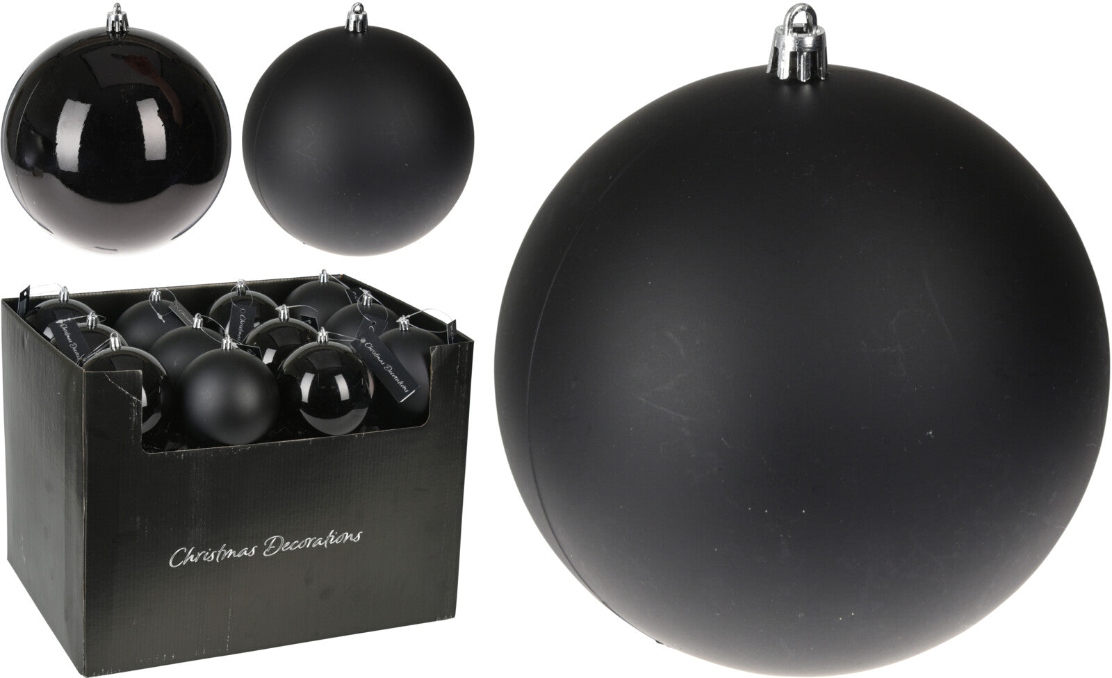 Palla di Natale diametro 10 cm nera per decorazioni natalizie con gancio metallico - DeMatteis.it