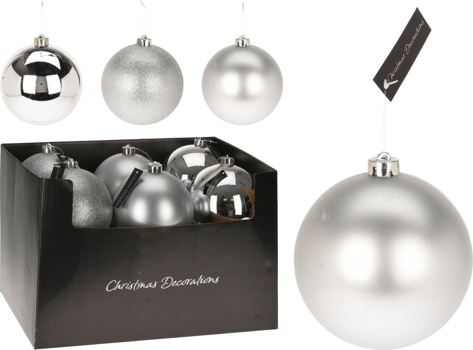 Palla di Natale diametro 14 cm argento decorazione natalizia per albero - DeMatteis.it