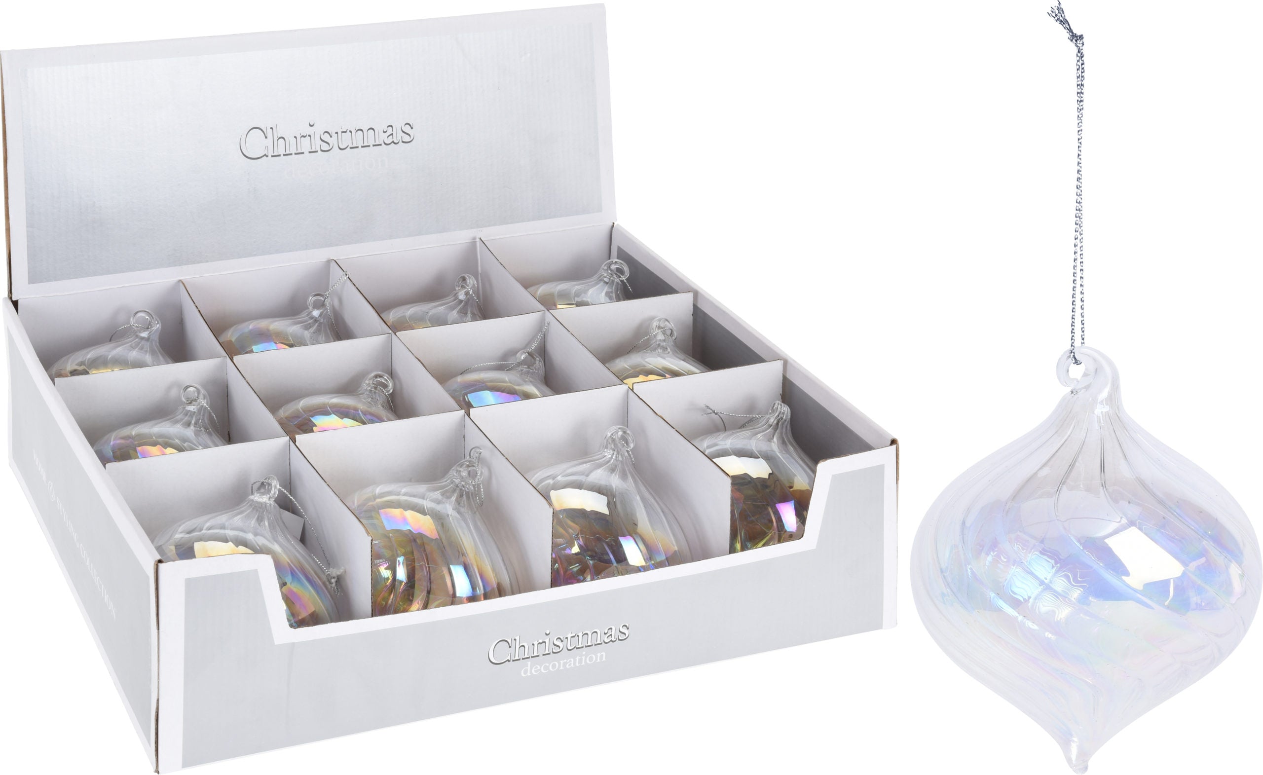 Sfera Vetro diametro 10 cm iridescente per decorazioni natalizie - DeMatteis.it