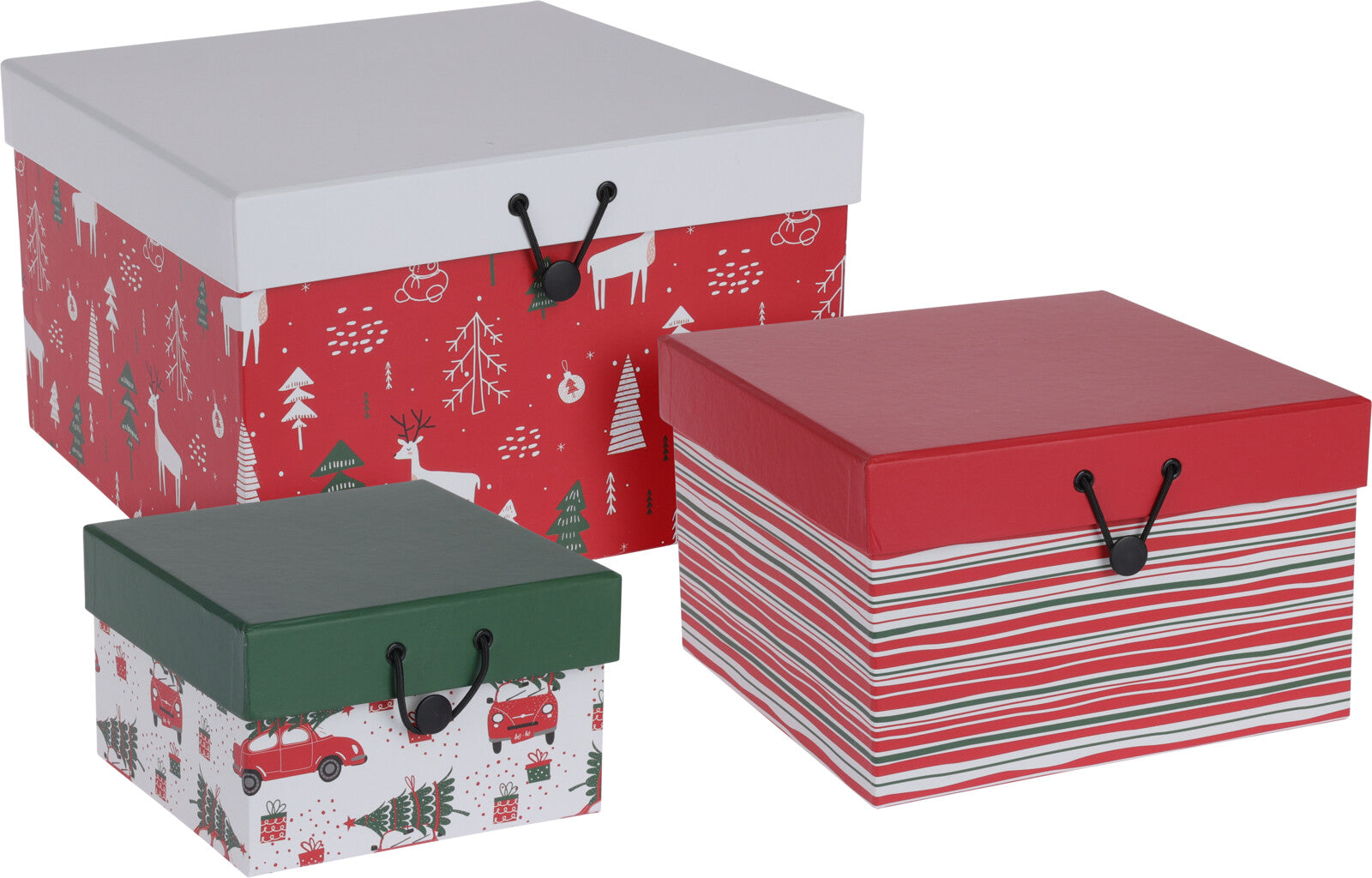 Set 3 Scatole Regalo Natale con coperchio e manici per confezionamento doni natalizi - DeMatteis.it