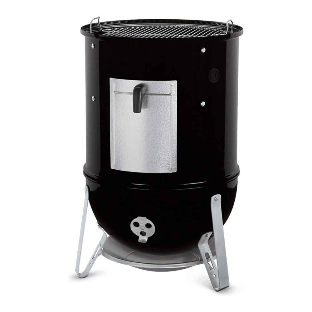Weber, Affumicatore Smokey Mountain in acciaio smaltato nero con griglia cromata superiore, sportello frontale argento e gambe pieghevoli - DeMatteis.it