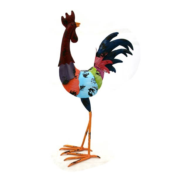 Gallo In Metallo Colorato 50X40X17 Cm