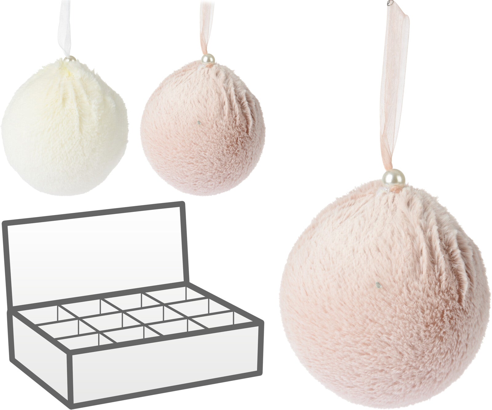 Palla di Natale morbida decorativa diametro 12 cm con nastro per appendere addobbo natalizio - DeMatteis.it