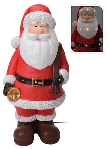 Babbo Natale decorativo in resina con 10 LED illuminazione natalizia altezza 110 cm - DeMatteis.it
