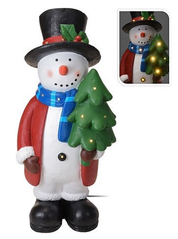 Pupazzo Neve Resina con 10 Led decorazione natalizia illuminata altezza 110 cm - DeMatteis.it