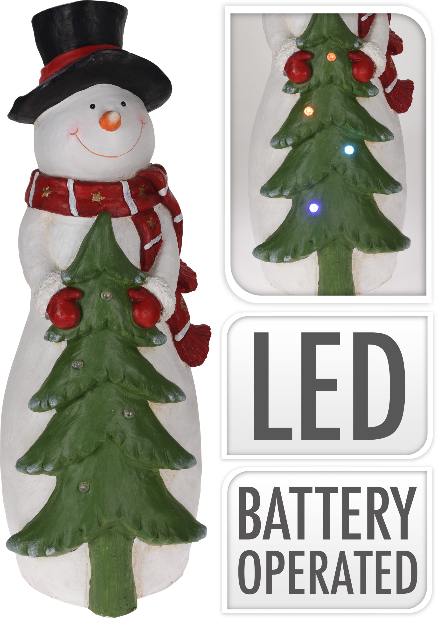 Pupoazzo di neve con albero 87 cm decorazione natalizia luminosa LED a batterie - DeMatteis.it