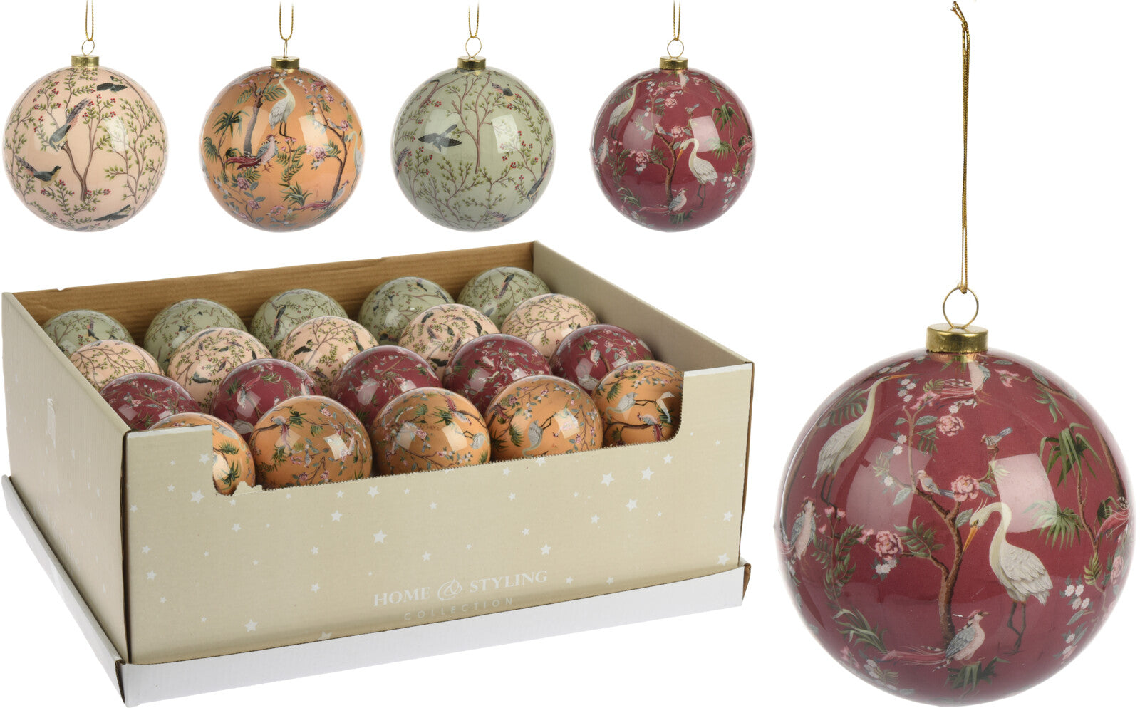 Palla di Natale decorativa diametro 8 cm con decoro uccellini per addobbo albero natalizio - DeMatteis.it