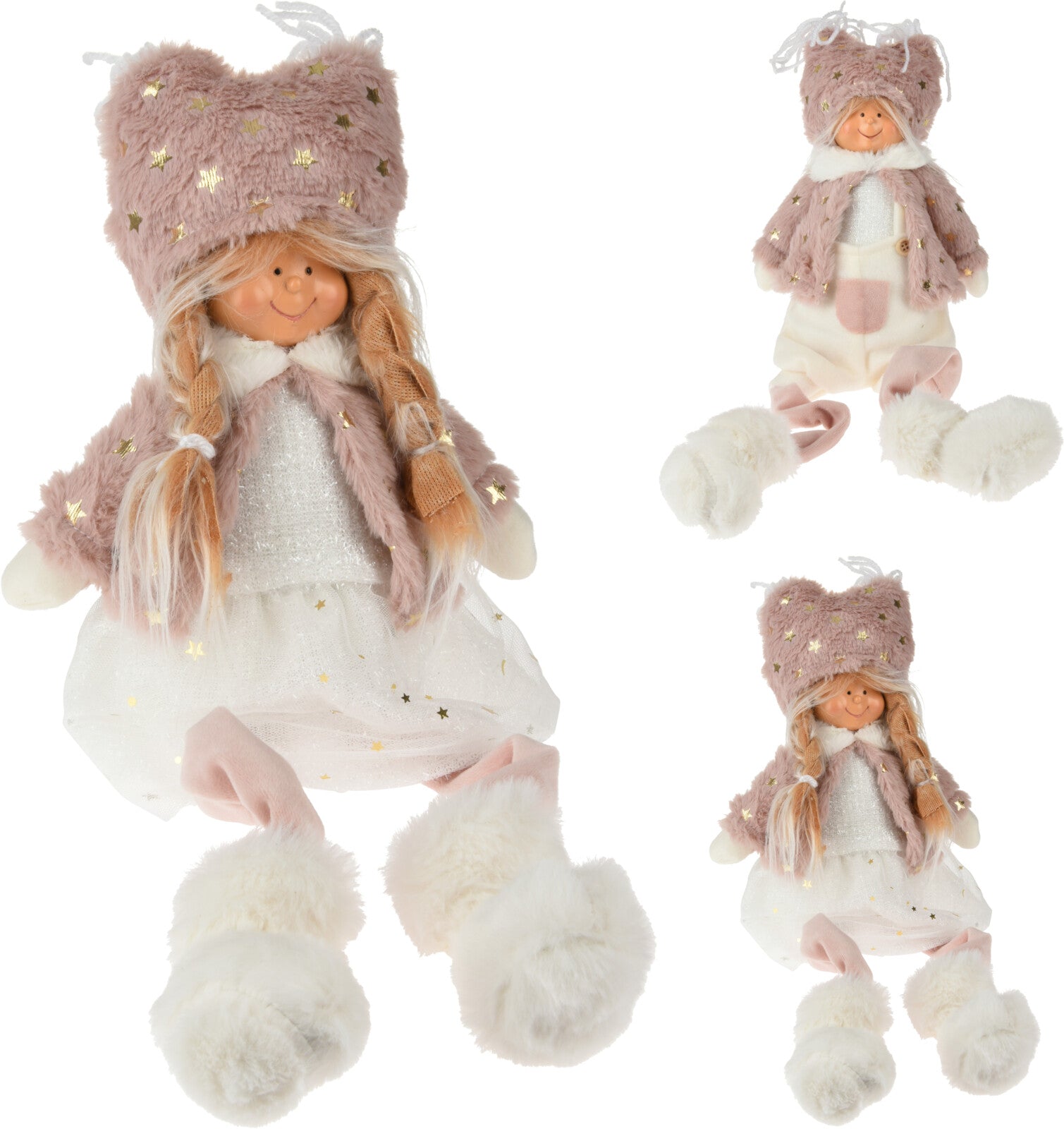 Pupazzo di stoffa seduto da 50 cm con cappello e vestito decorativo per bambini e collezione - DeMatteis.it
